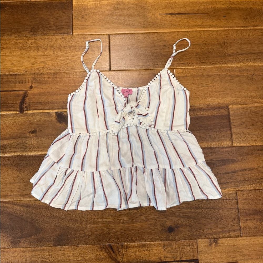 Miami White Top with Red and Blue Stripes